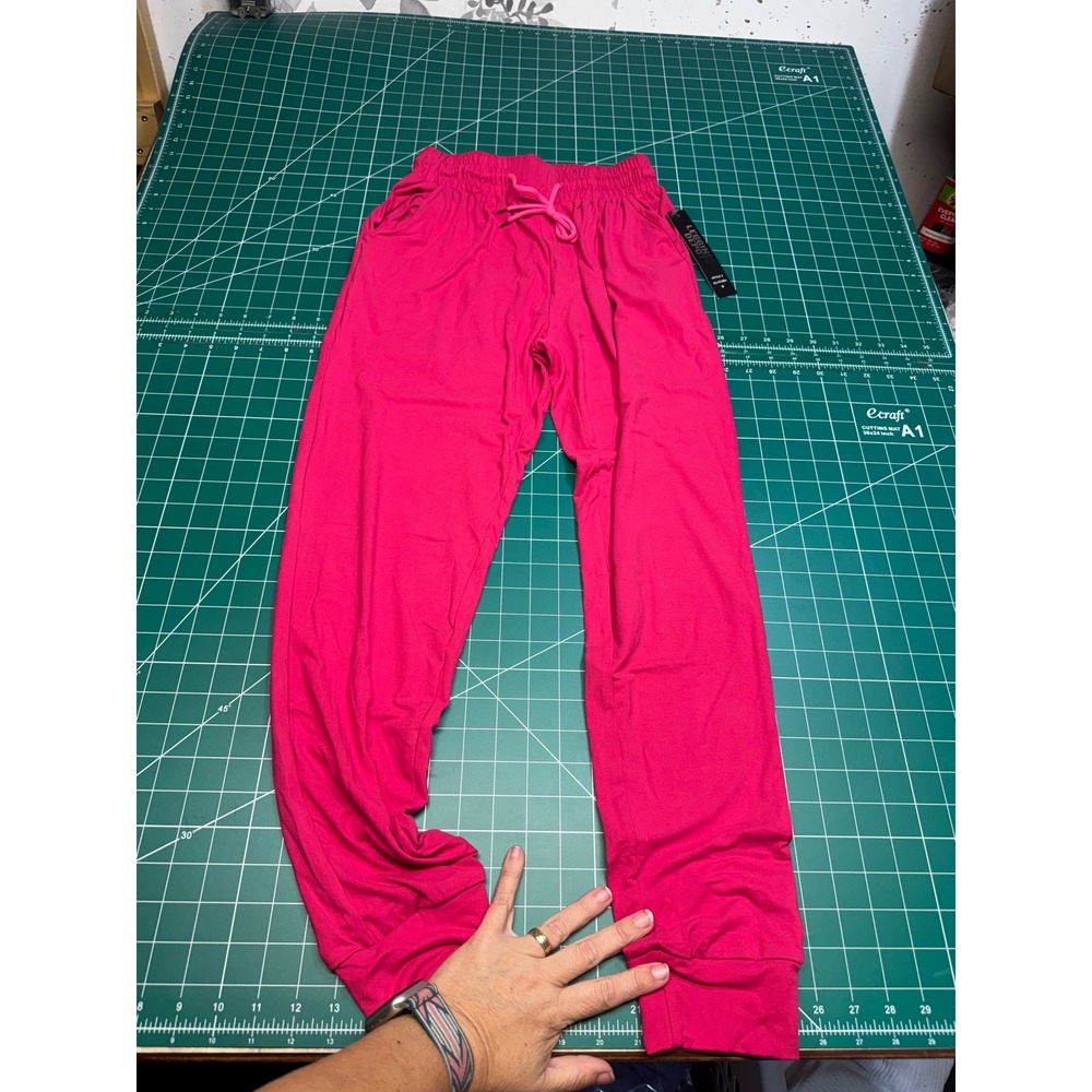 Leggings Depot Womens Fuchsia Pink Joggers Drawstring Pockets Size S JGA-FUCHSIA